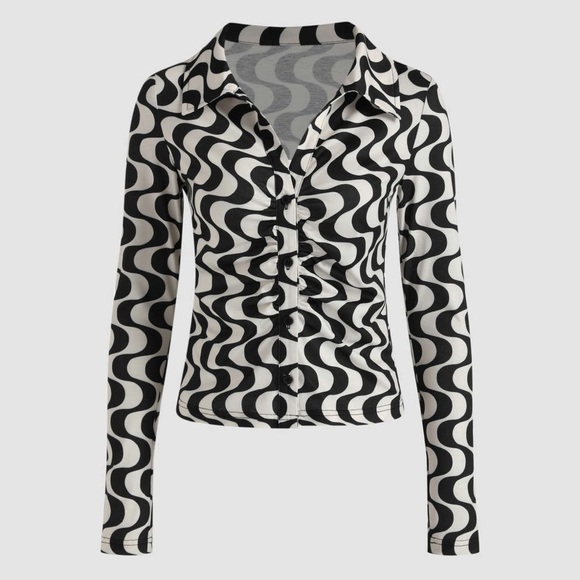 Cider Retro Print Button Down Shirt - Picture 2 of 8